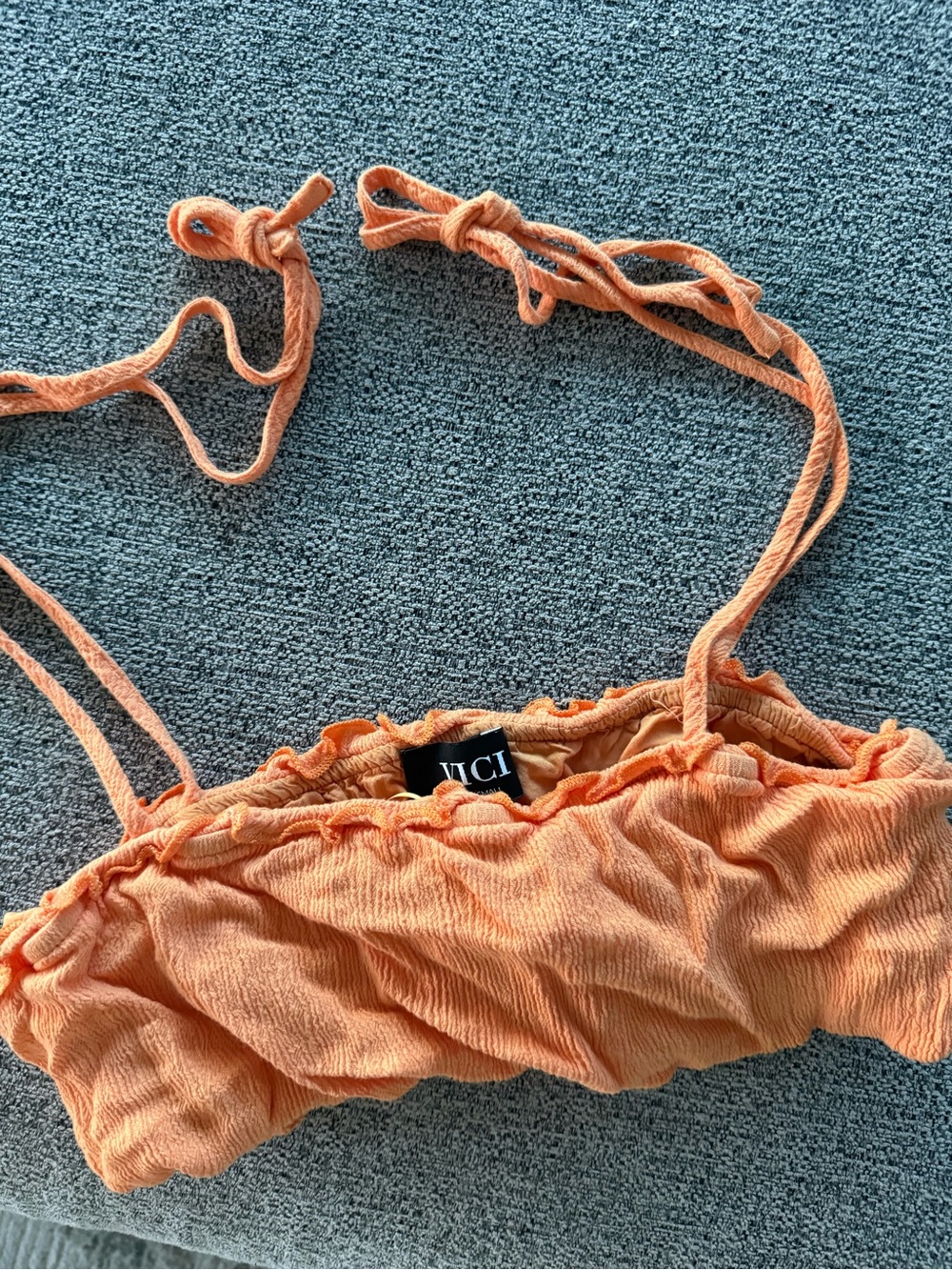 Vici Orange Tie-Strap Bralette Top